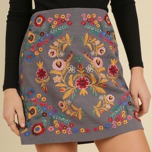 Embroidered Pencil Skirt